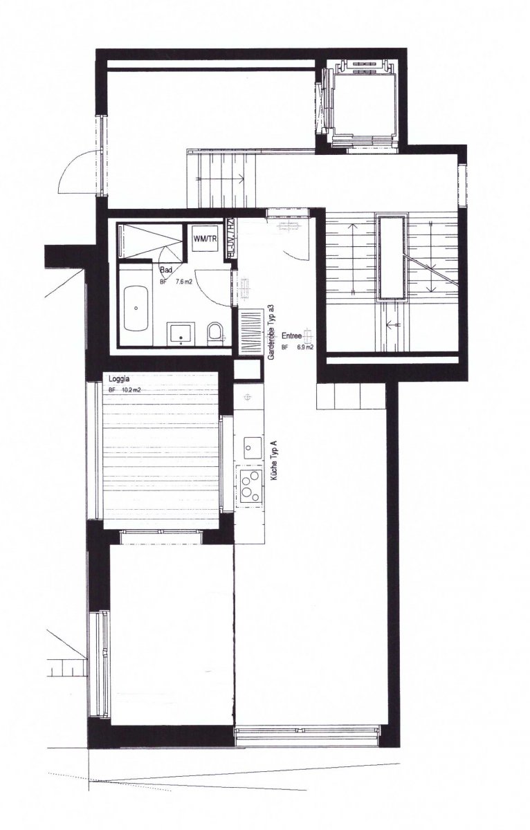 Wohnfläche 57 m², Loggia 10m²
